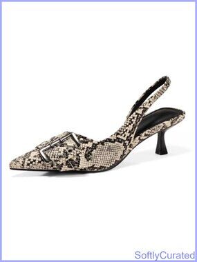 Womens Slingback Kitten Low Heels Closed Pointed Toe Pumps D'Orsay Buckle